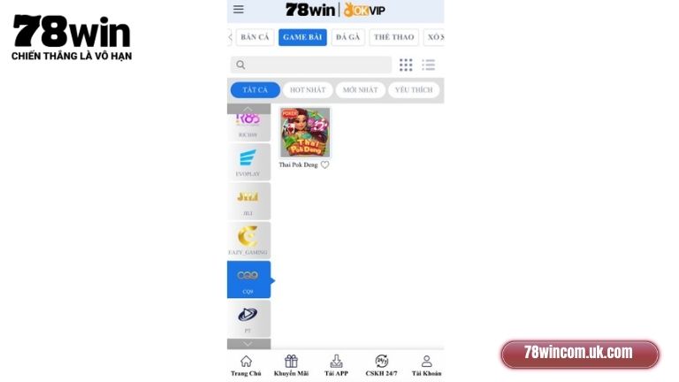 Hướng dẫn tham gia Pok Deng 78Win chi tiết