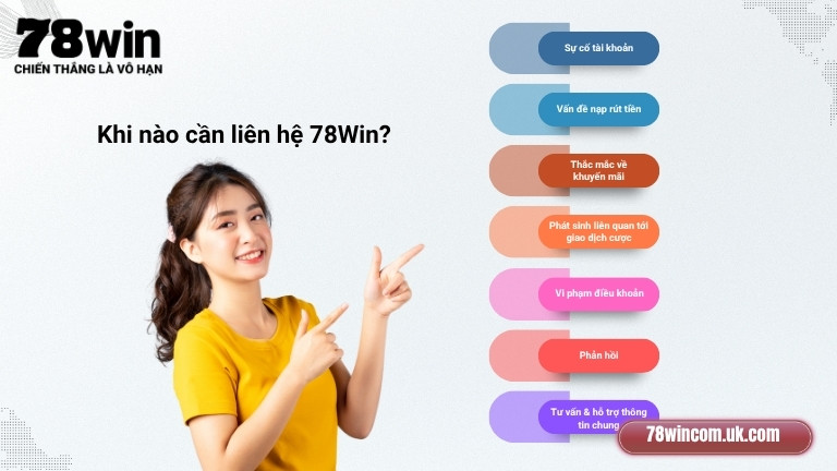 Khi nào cần liên hệ 78Win?